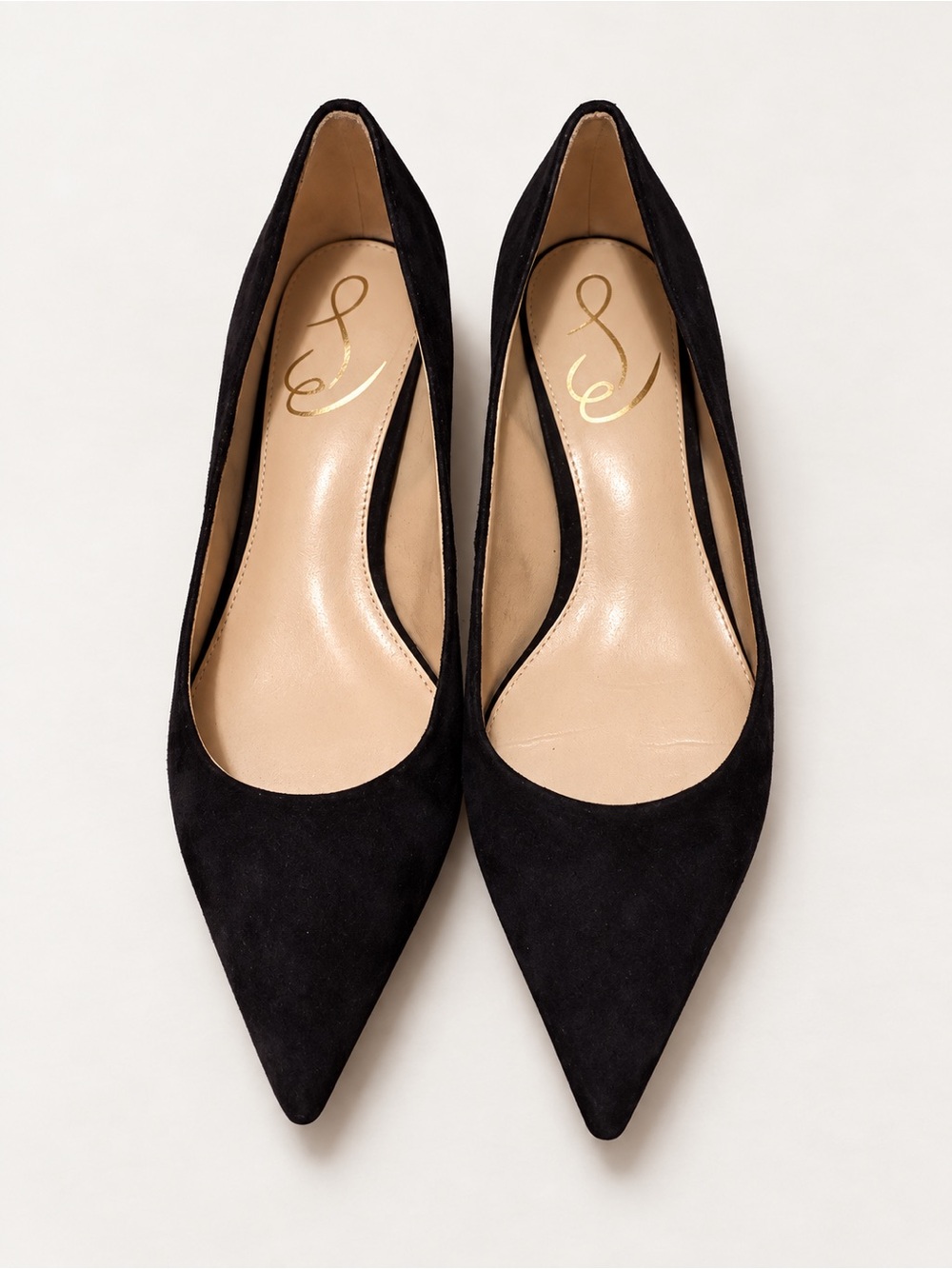 Sam Edelman Black Pointed-Toe Kitten Heel Pumps
